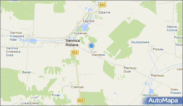 mapa Maciejów, Maciejów gmina Siennica Różana na mapie Targeo